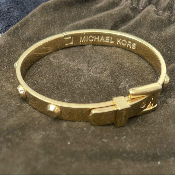 Michael Kors Astor Gold-Tone Buckle Bangle Bracelet “Authentic M.K” - Picture 4 of 6
